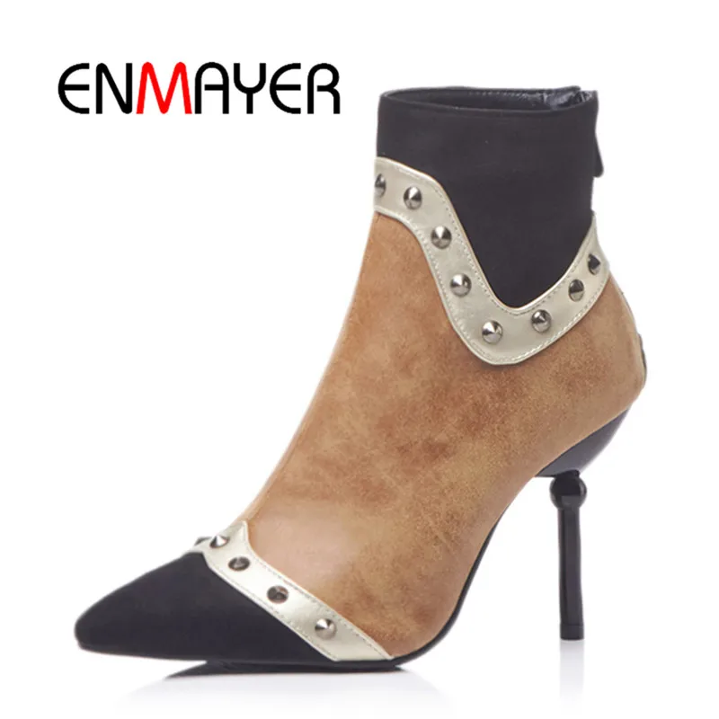 ENMAYER Women Ankle Boots Big Size Pointed toe Thin heels lady High heel boots Sexy Zipper Winter Causal Shoes woman booties
ENMAYER Women Ankle Boots Big Size Pointed toe Thin heels lady High heel boots Sexy Zipper Winter Causal Shoes woman booties