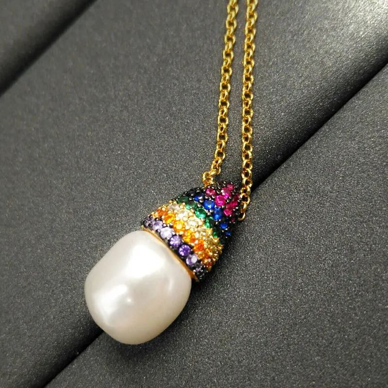 S925 sterling silver new rainbow baroque pearl necklace female light luxury fashion personality clavicle chain sen pendant
S925 sterling silver new rainbow baroque pearl necklace female light luxury fashion personality clavicle chain sen pendant