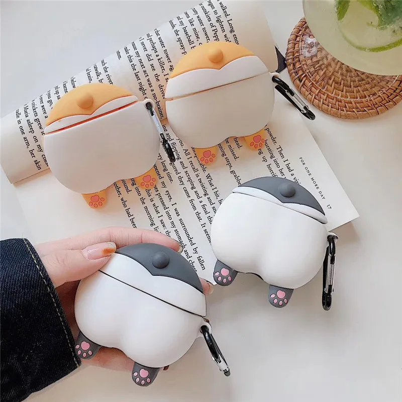 3D Забавный силиконовый чехол Corgi Ass Dog с беспроводной зарядкой по Bluetooth для Apple AirPods