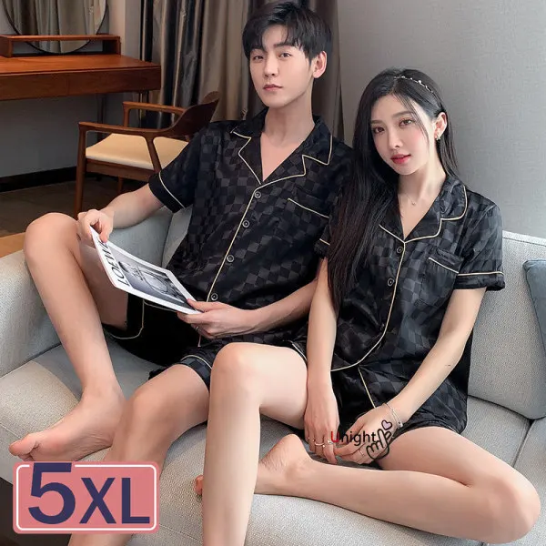 New Summer Short Black Plaid Silk Pajama for Men 2pc Plus Size Short Set 3xl Luxury Pijama Loungewear Homewear
New Summer Short Black Plaid Silk Pajama for Men 2pc Plus Size Short Set 3xl Luxury Pijama Loungewear Homewear