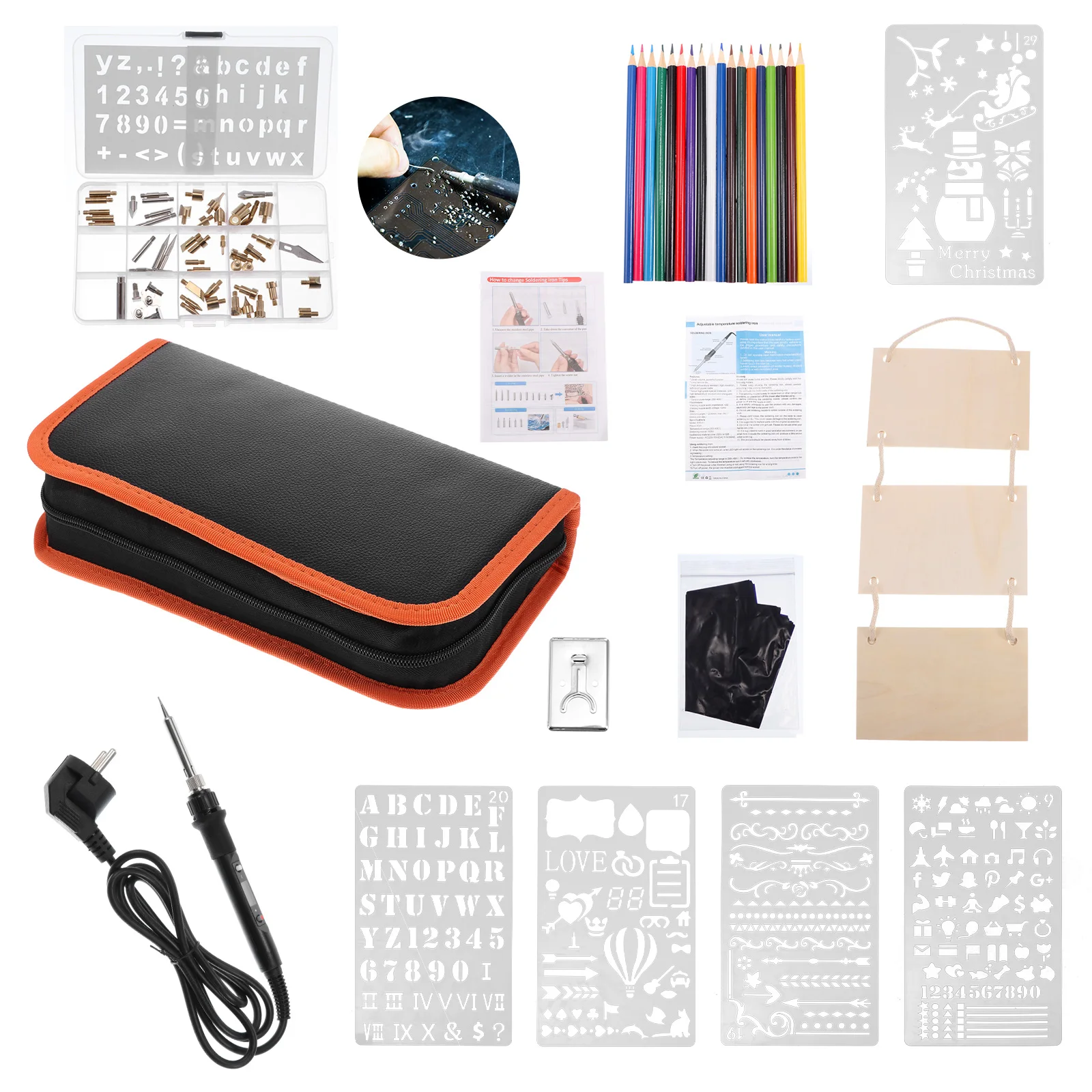 60W Carving Pyrography Pen Kit 97Pcs Adjustable Temperature Soldering Iron Wood Burning Kit 60W Welding Repair Tools
60W Carving Pyrography Pen Kit 97Pcs Adjustable Temperature Soldering Iron Wood Burning Kit 60W Welding Repair Tools