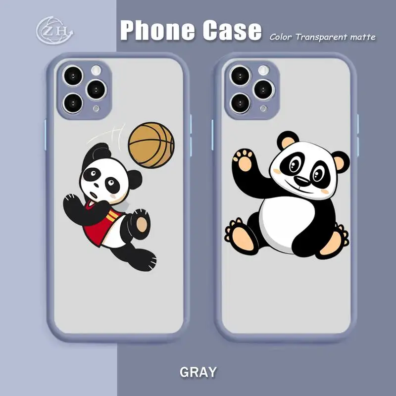 

Lovely Football Panda Phone Case Gray Mint Matte Color For IPhone X XS Max XR 7 8 6 6S Plus 12 11 Pro Max Shockproof Clear Cover