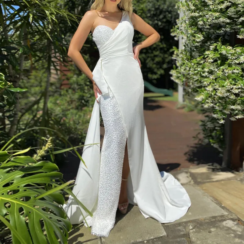 New Fashion Ladies Sexy Slim Sleeveless One-Shoulder Sequin Split Homecoming Robes De Cocktail Vestidos De Noche Evening Gowns
New Fashion Ladies Sexy Slim Sleeveless One-Shoulder Sequin Split Homecoming Robes De Cocktail Vestidos De Noche Evening Gowns