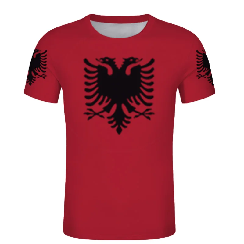

Футболка с принтом албанийского Орла для молодых студентов, Повседневная рубашка белого, красного, черного цветов, с именем и номером, с фот...