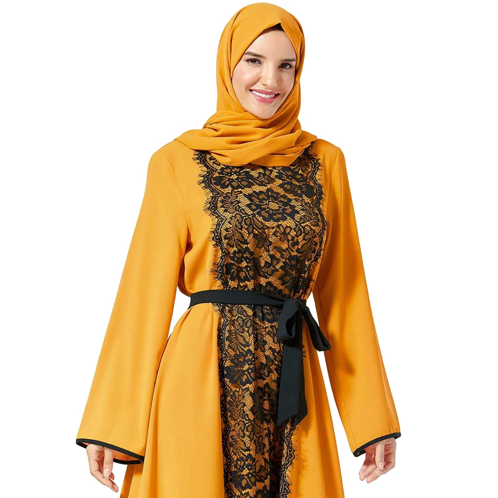 Women Muslim Abaya Dress Lace Vintage Islamic Kaftan Prayer Loose Robe Arab Middle East With Belt Ramadan Dress Fashion
Women Muslim Abaya Dress Lace Vintage Islamic Kaftan Prayer Loose Robe Arab Middle East With Belt Ramadan Dress Fashion