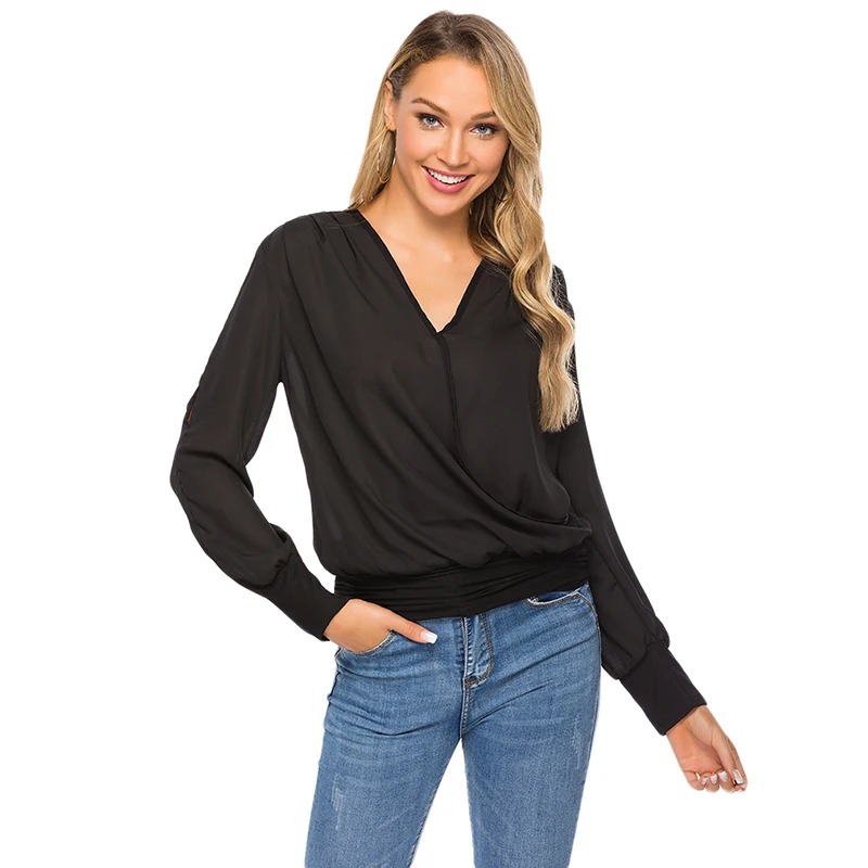 Spring Long Sleeve Chiffon Shirts Women Sexy V-neck Tops Fashion Ladies Casual Loose Shirts Women Clothing New Arrivals
Spring Long Sleeve Chiffon Shirts Women Sexy V-neck Tops Fashion Ladies Casual Loose Shirts Women Clothing New Arrivals