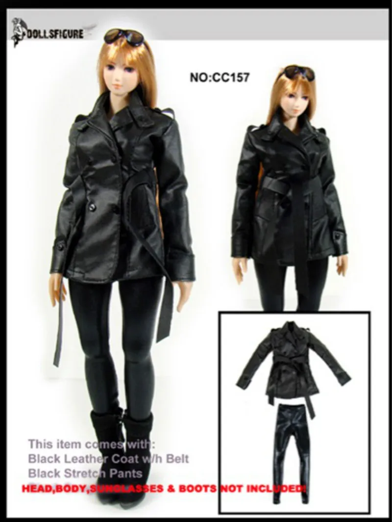 

Mnotht 1/6 Female Leather Overcoat Costume Set for 12" Phicen Tbleague JIAOUL Collectible Action Figure DIY Collection toy