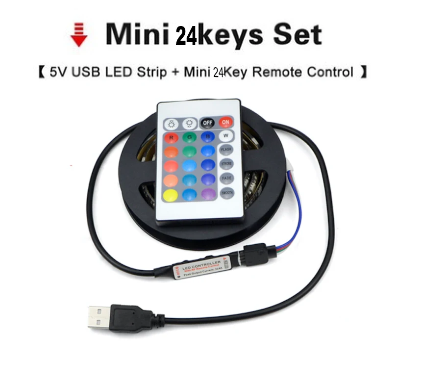 USB LED Strip DC 5V 50CM 1M 2M 3M 5M Mini 24Key Flexible Light Lamp SMD 5050 Desk Decor Screen TV Background Lighting
USB LED Strip DC 5V 50CM 1M 2M 3M 5M Mini 24Key Flexible Light Lamp SMD 5050 Desk Decor Screen TV Background Lighting