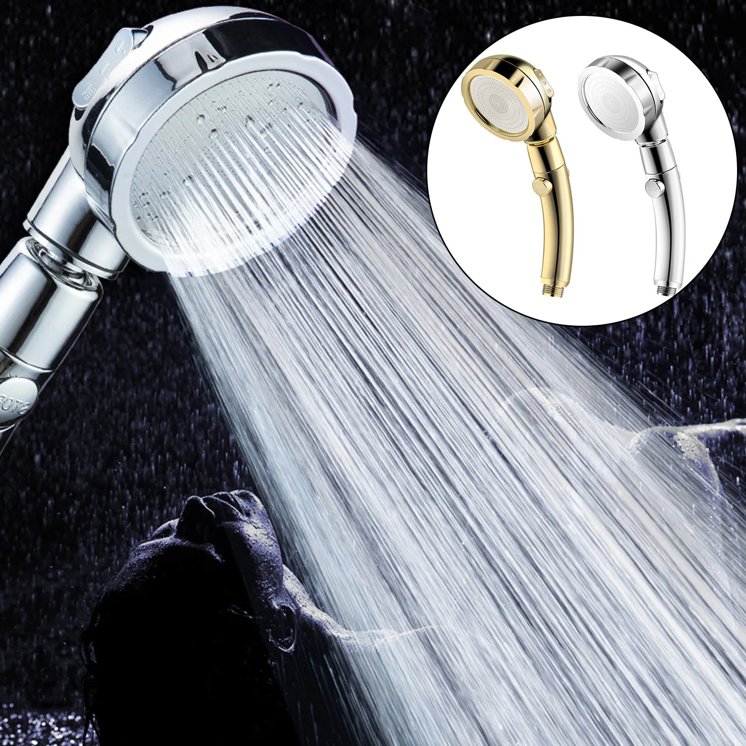 High Pressure Handheld Shower Head 3 Modes Water-saving Showerhead with ON/Off Button for Bathroom Shower Accessories 
High Pressure Handheld Shower Head 3 Modes Water-saving Showerhead with ON/Off Button for Bathroom Shower Accessories