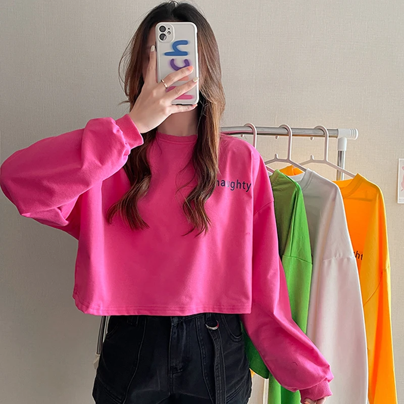 Autumn Women's Sweatshirts Long Sleeve Top O Neck Solid Color Pullover Ladies Crop Top Sweatshirt Tee Tops Thin Short T-Shirt
Autumn Women's Sweatshirts Long Sleeve Top O Neck Solid Color Pullover Ladies Crop Top Sweatshirt Tee Tops Thin Short T-Shirt