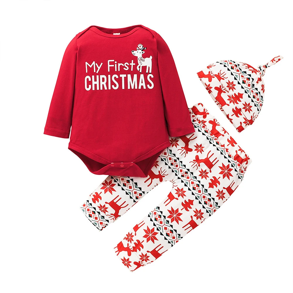 3 Piece Newborn Baby Girls Elk Letter Print Cotton Pullover Autumn Classic Round Neck Long Sleeve Elastic Waist Pant Hat Sets
3 Piece Newborn Baby Girls Elk Letter Print Cotton Pullover Autumn Classic Round Neck Long Sleeve Elastic Waist Pant Hat Sets