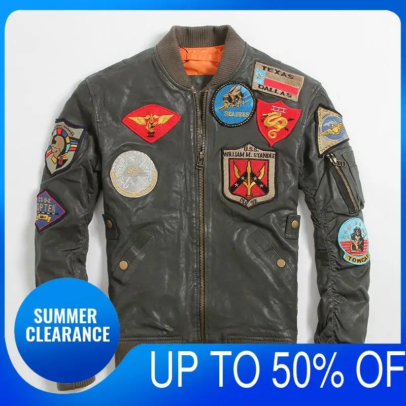 2021 Green Men USAF Pilot Leather Jacket Plus Size 6XL Genuine Natural Sheepskin Autumn Slim Fit Military Style Aviation Coat
2021 Green Men USAF Pilot Leather Jacket Plus Size 6XL Genuine Natural Sheepskin Autumn Slim Fit Military Style Aviation Coat