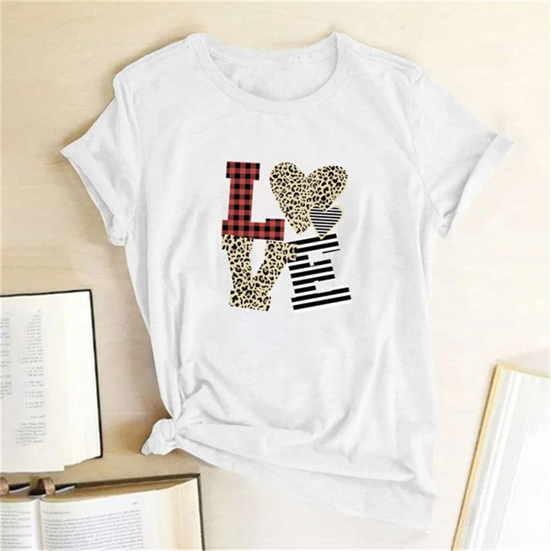 Leopard Plaid Striped LOVE Print T-Shirts Women Clothing Summer Tops for Female Tees Ladies Graphic Aesthetic Ropa De Mujer
Leopard Plaid Striped LOVE Print T-Shirts Women Clothing Summer Tops for Female Tees Ladies Graphic Aesthetic Ropa De Mujer