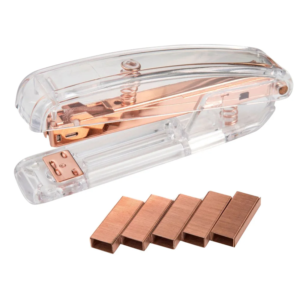 Rose Gold High-grade Transparent Plastic Stapler Study Binding Machine Stationery Stapler with Staples for School Office
Rose Gold High-grade Transparent Plastic Stapler Study Binding Machine Stationery Stapler with Staples for School Office