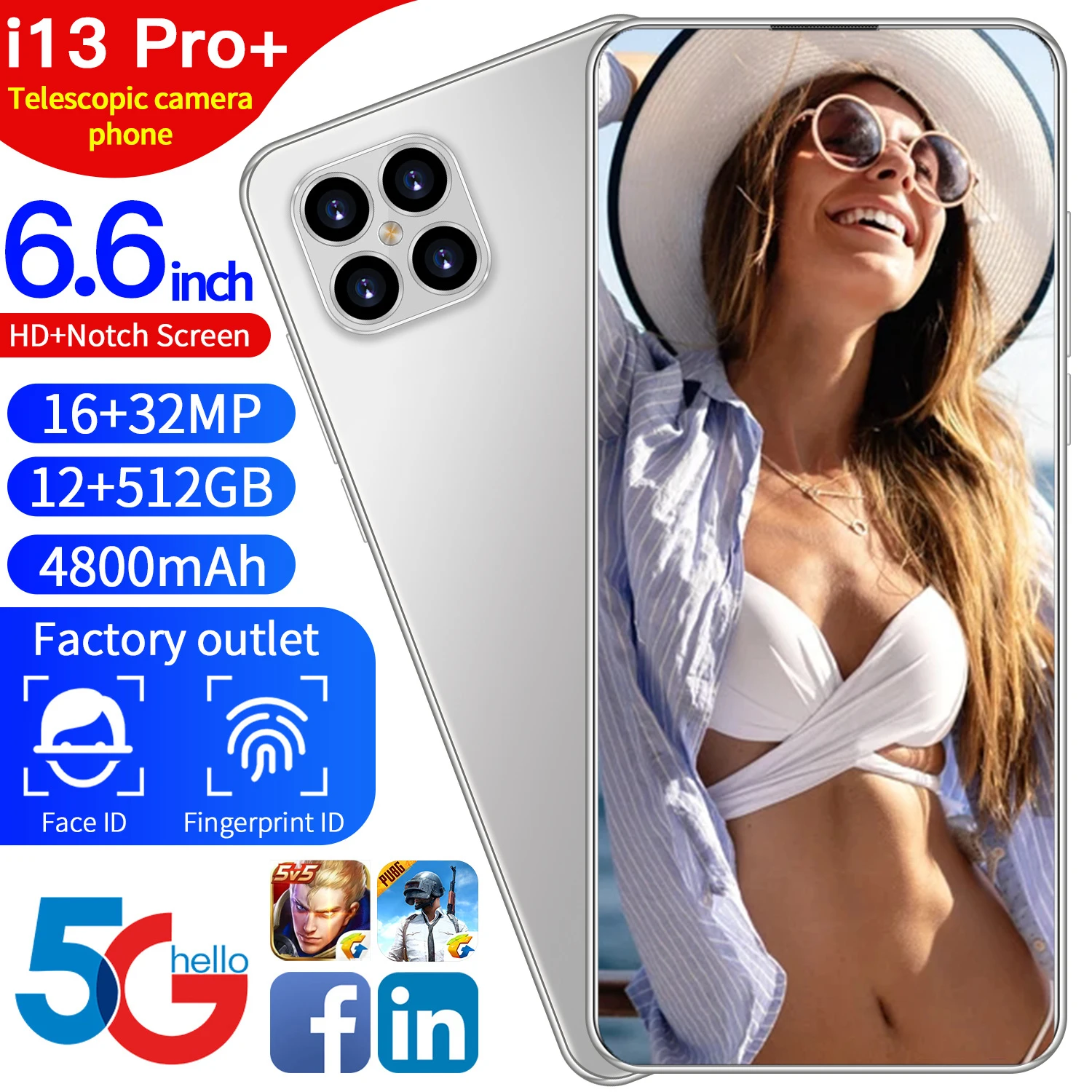 Global Version I13 Pro 6.6 Inch Smartphone 8 Core Android 10 12GB 512GB 16MP 32MP 4800mAh Face ID Snapdragon 888 Mobile Phone
Global Version I13 Pro 6.6 Inch Smartphone 8 Core Android 10 12GB 512GB 16MP 32MP 4800mAh Face ID Snapdragon 888 Mobile Phone