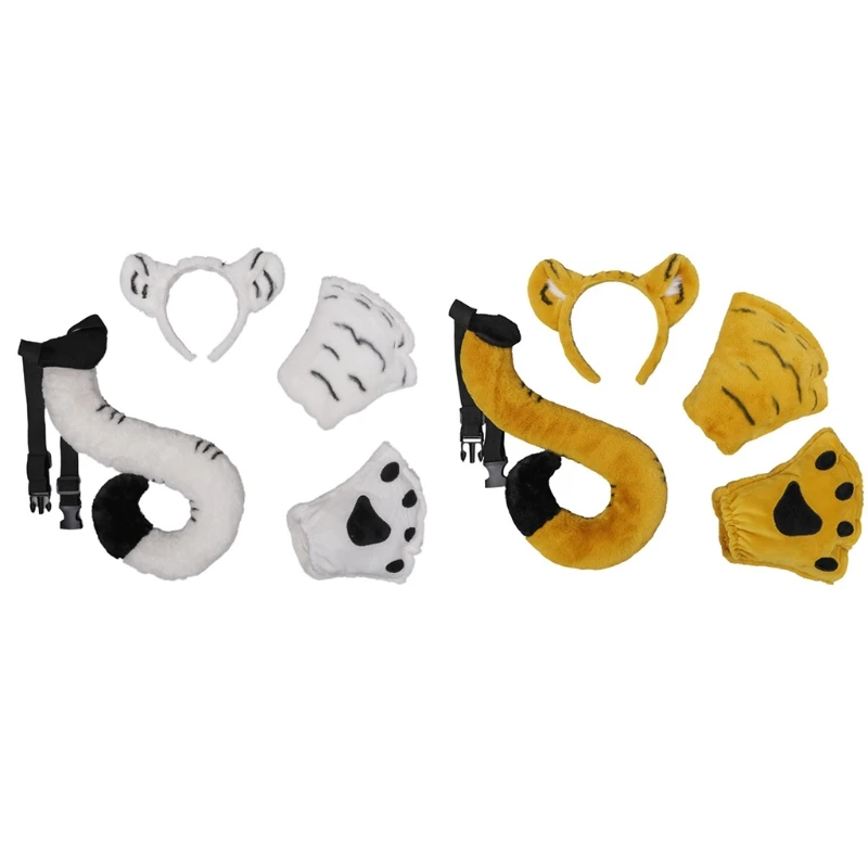 Soft Tiger Ears Headbands Tail Paw Gloves Kit Plush Animal Hair Hoop Fluffy Cosplay Cartoon Theme Party Costume
Soft Tiger Ears Headbands Tail Paw Gloves Kit Plush Animal Hair Hoop Fluffy Cosplay Cartoon Theme Party Costume