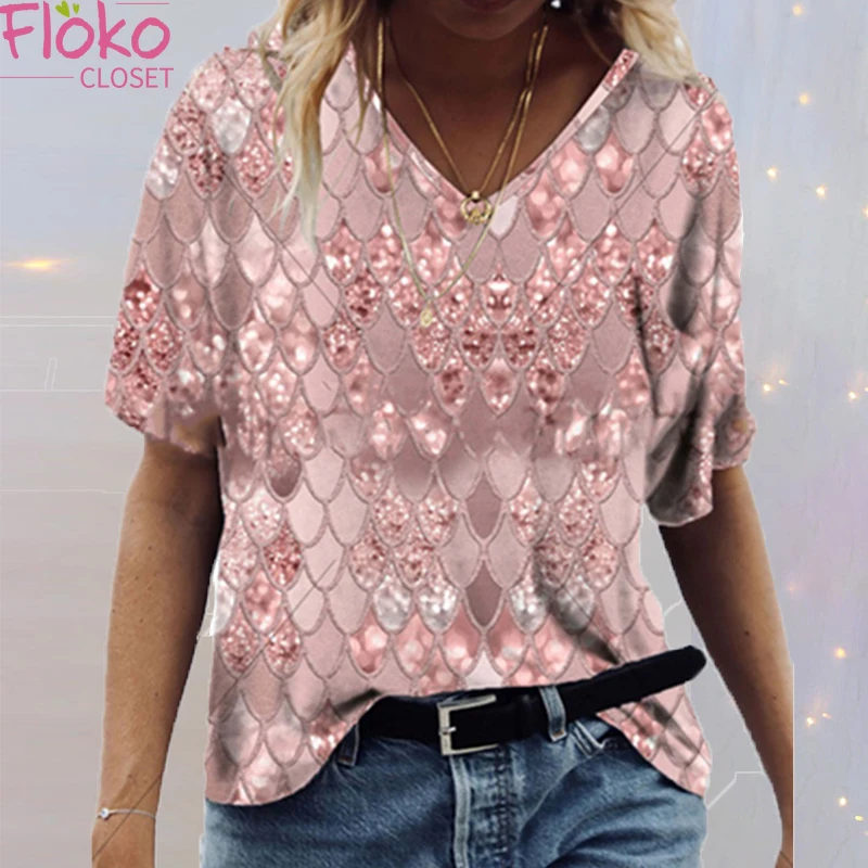 Flokocloset Print Loose V-Neck Short Sleeve T-shirt Summer Tee Shirt Femme Oversized Tops
Flokocloset Print Loose V-Neck Short Sleeve T-shirt Summer Tee Shirt Femme Oversized Tops