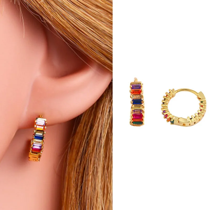 Trendy Rainbow Cubic Zircon Crystal Rhinestone Hoop Earrings Geometric Round for Women Female Party Wedding Jewelry
Trendy Rainbow Cubic Zircon Crystal Rhinestone Hoop Earrings Geometric Round for Women Female Party Wedding Jewelry