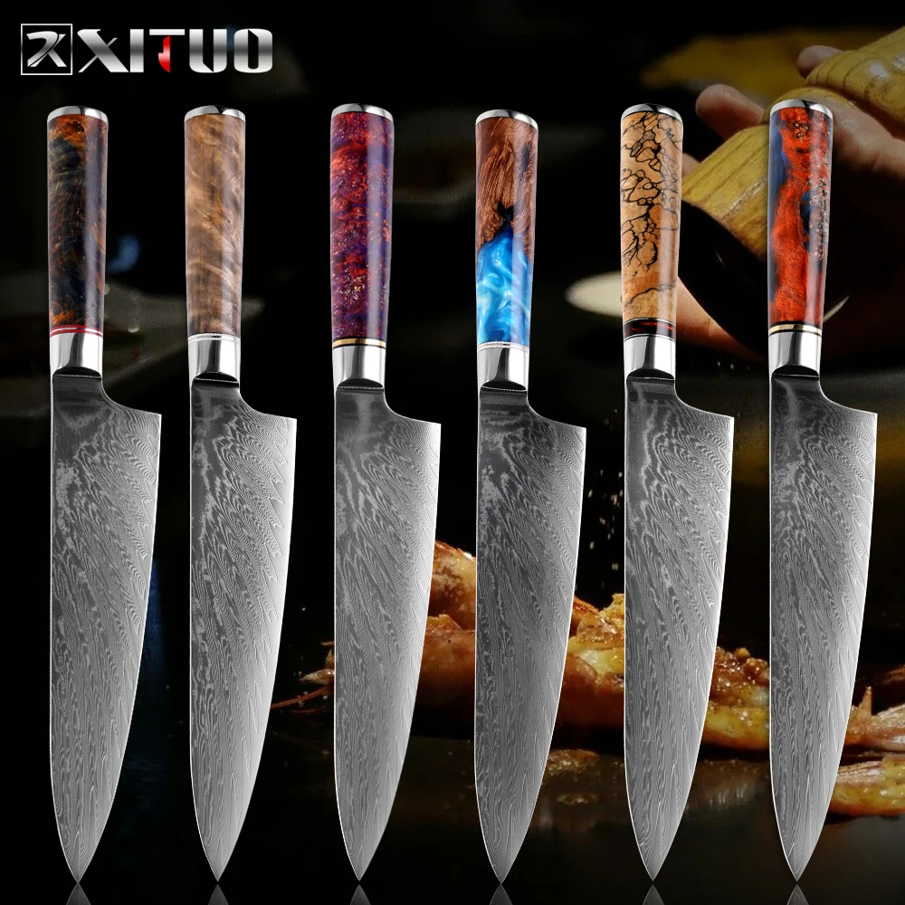 XITUO Damascus Chef Knife Professional Kitchen Knife Japan Cleaver Slicing Paring Santoku Kiritsuke Cooking Tools Resin Handle
XITUO Damascus Chef Knife Professional Kitchen Knife Japan Cleaver Slicing Paring Santoku Kiritsuke Cooking Tools Resin Handle
