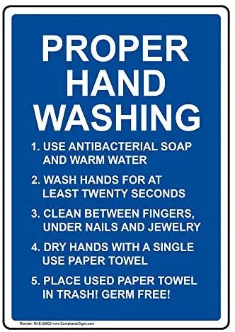 Proper Hand Washing Sign, 10x7 in. Plastic for Handwashing, Made in USA by ComplianceSigns
Proper Hand Washing Sign, 10x7 in. Plastic for Handwashing, Made in USA by ComplianceSigns