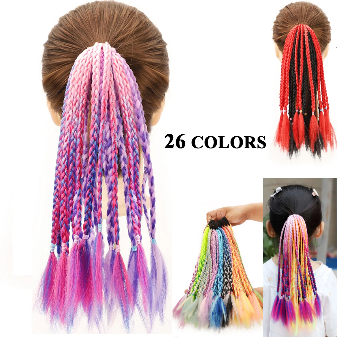 Ponytail Hair Ornament Gradient Color Elatric Hair Band Cute Wig Kids Hairpins Rubber Bands DIY Braided Fashion Hair Accessorie 
Ponytail Hair Ornament Gradient Color Elatric Hair Band Cute Wig Kids Hairpins Rubber Bands DIY Braided Fashion Hair Accessorie