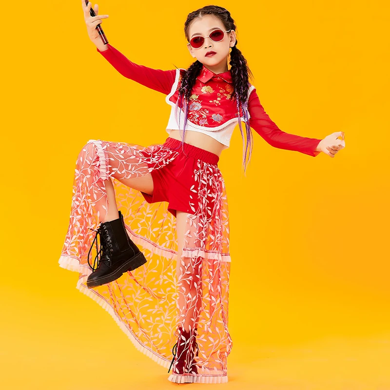 Chinese Style Red Dance Costumes Jazz Performance Clothes For Girls Long SLeeve Suit Kids Catwalk Hip Hop Dance Outfit DNV15515
Chinese Style Red Dance Costumes Jazz Performance Clothes For Girls Long SLeeve Suit Kids Catwalk Hip Hop Dance Outfit DNV15515