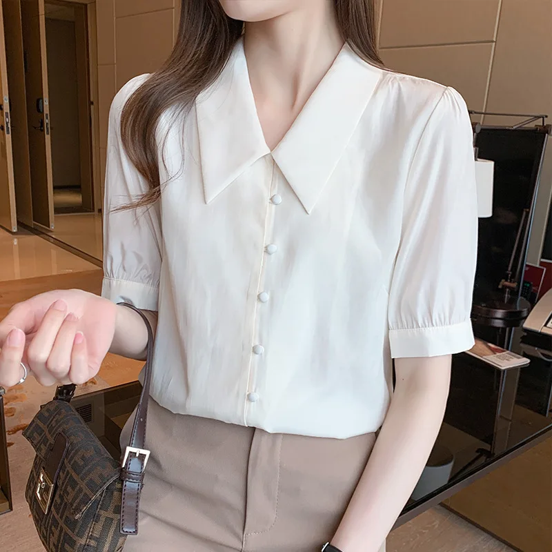 Short sleeve shirt women's summer 2021 new French shirt foreign style bubble sleeve solid color top
Short sleeve shirt women's summer 2021 new French shirt foreign style bubble sleeve solid color top