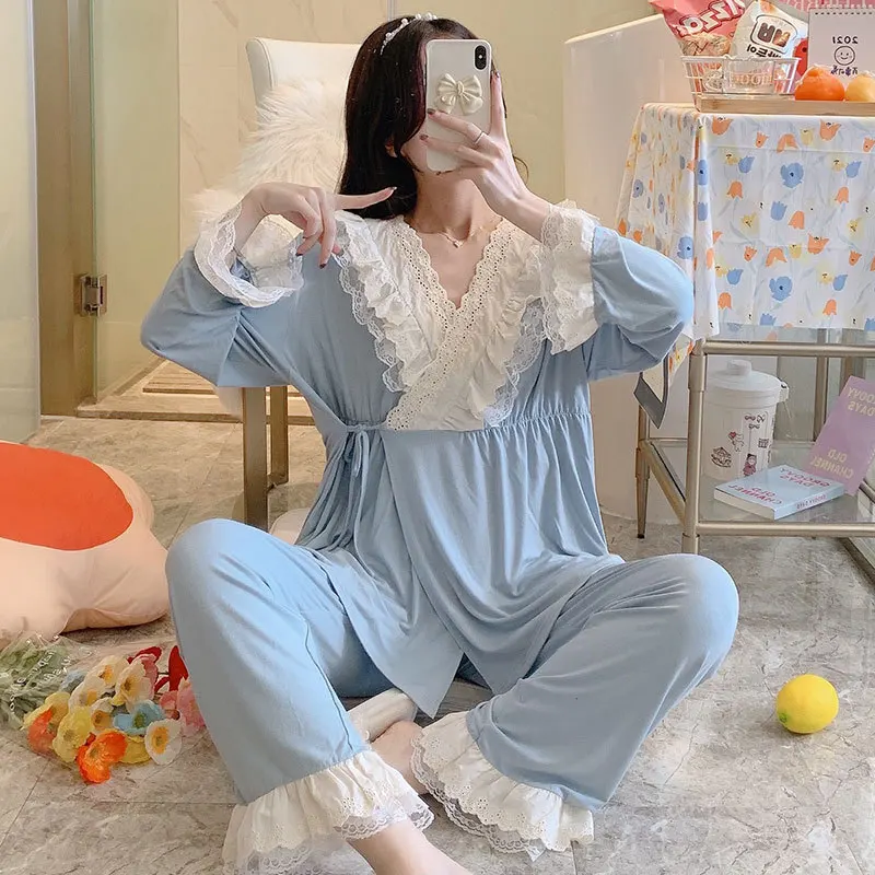 

2022 Women Clothes Set New Modal Fashion Maternity Suits Breastfeeding Pregnant Women Nursing Loose Pajamas ropa embarazada