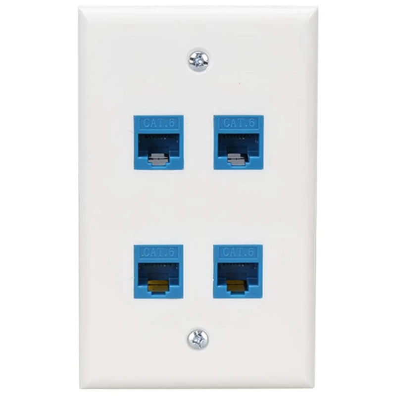 Ethernet настенная пластина 4 порта настенная пластина мама-мама совместимая с устройствами Ethernet Cat7/6/6E/5/5E-голубая
Ethernet настенная пластина 4 порта настенная пластина мама-мама совместимая с устройствами Ethernet Cat7/6/6E/5/5E-голубая
