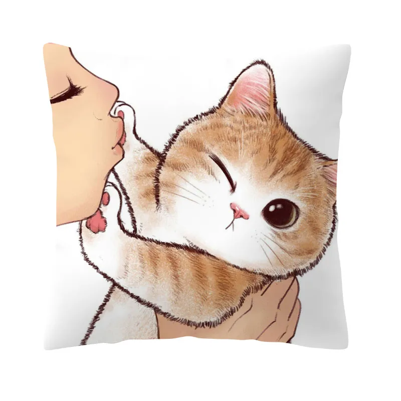 Cartoon Square Cat Cushion Cover Siamese Orange Pillowcase Decoration Living Room 43*43Cm Peach Skin Throw
Cartoon Square Cat Cushion Cover Siamese Orange Pillowcase Decoration Living Room 43*43Cm Peach Skin Throw