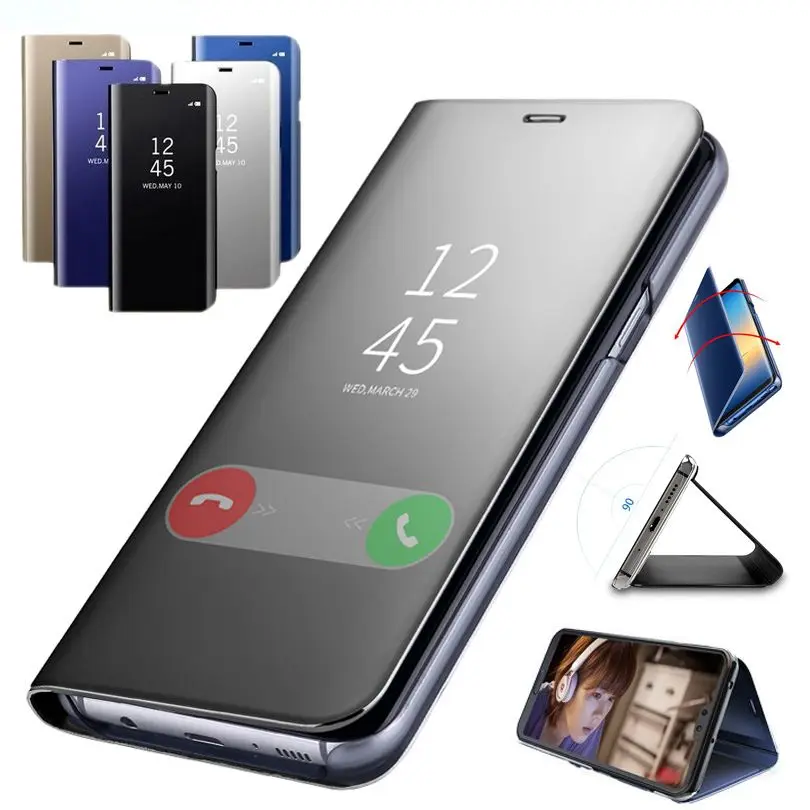 Для samsung Galaxy A30 A50 A70 A7 2018 Note 8 9 S10 E S9 S8 S7 Edge Plus Смарт зеркало Clear View кожаный флип чехол