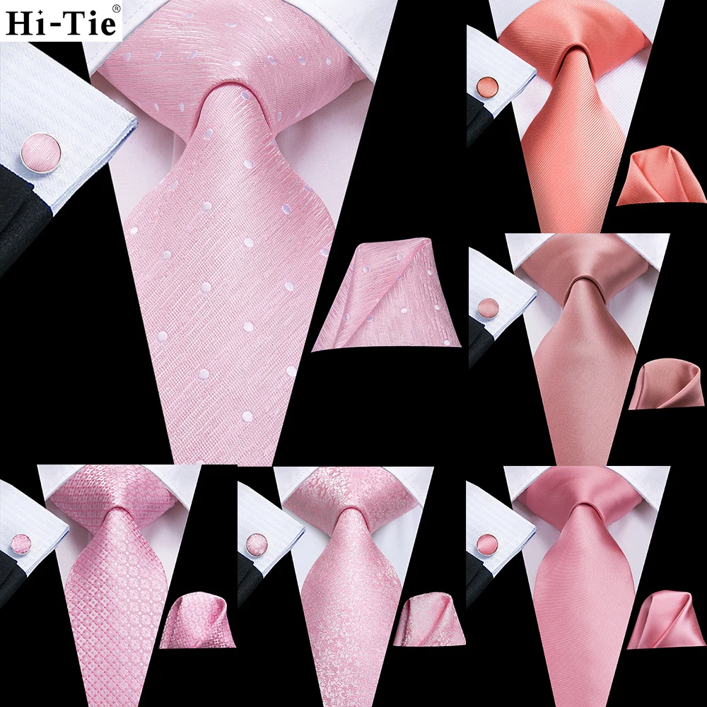 Hi-Tie персиковый розовый однотонный Шелковый Свадебный галстук для мужчин подарок