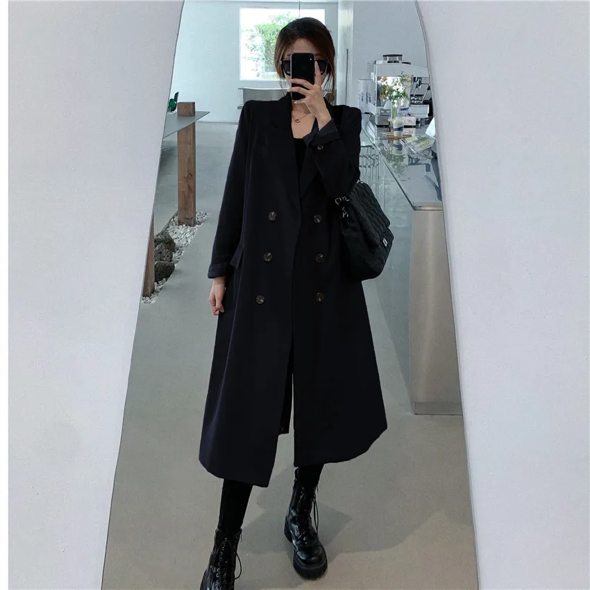 Casual Lapel Splicing Women Trench Long Sleeve Double Breasted Belt Female Windbreaker High Street Ladies Long Wind Coat
Casual Lapel Splicing Women Trench Long Sleeve Double Breasted Belt Female Windbreaker High Street Ladies Long Wind Coat