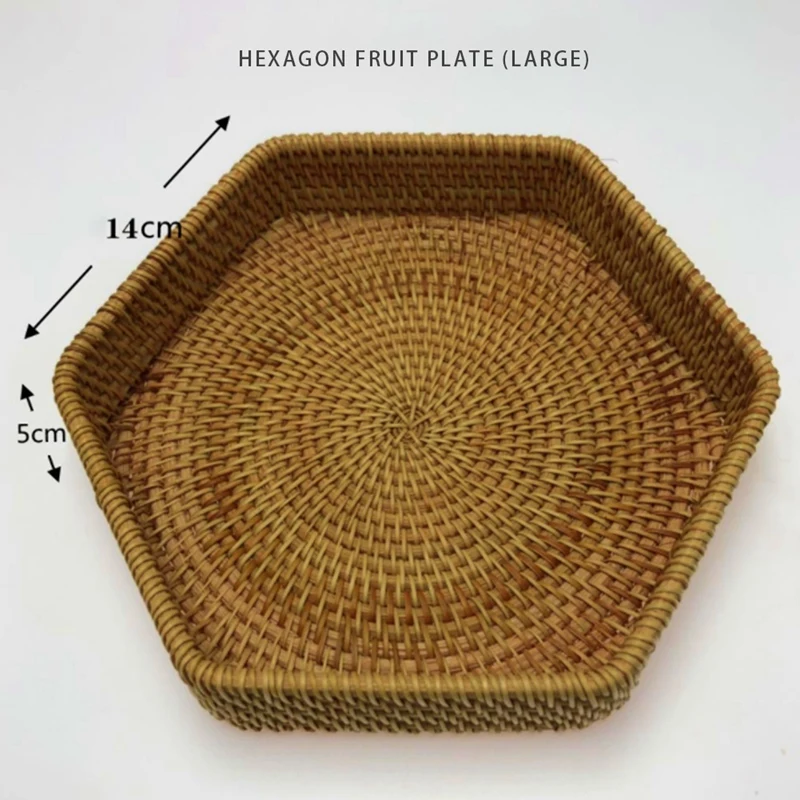 Natural Environmental Protection Handmade Rattan Hexagonal Storage Basket Tea Tray Fruit Basket Snack Basket, 2PCS 
Natural Environmental Protection Handmade Rattan Hexagonal Storage Basket Tea Tray Fruit Basket Snack Basket, 2PCS