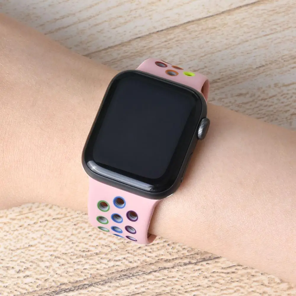 Ремешок для Apple Watch Series 1 2 3 42 38 мм резиновый iWatch 4 5 6 SE 7 41 45 40 44 мягкая силиконовая