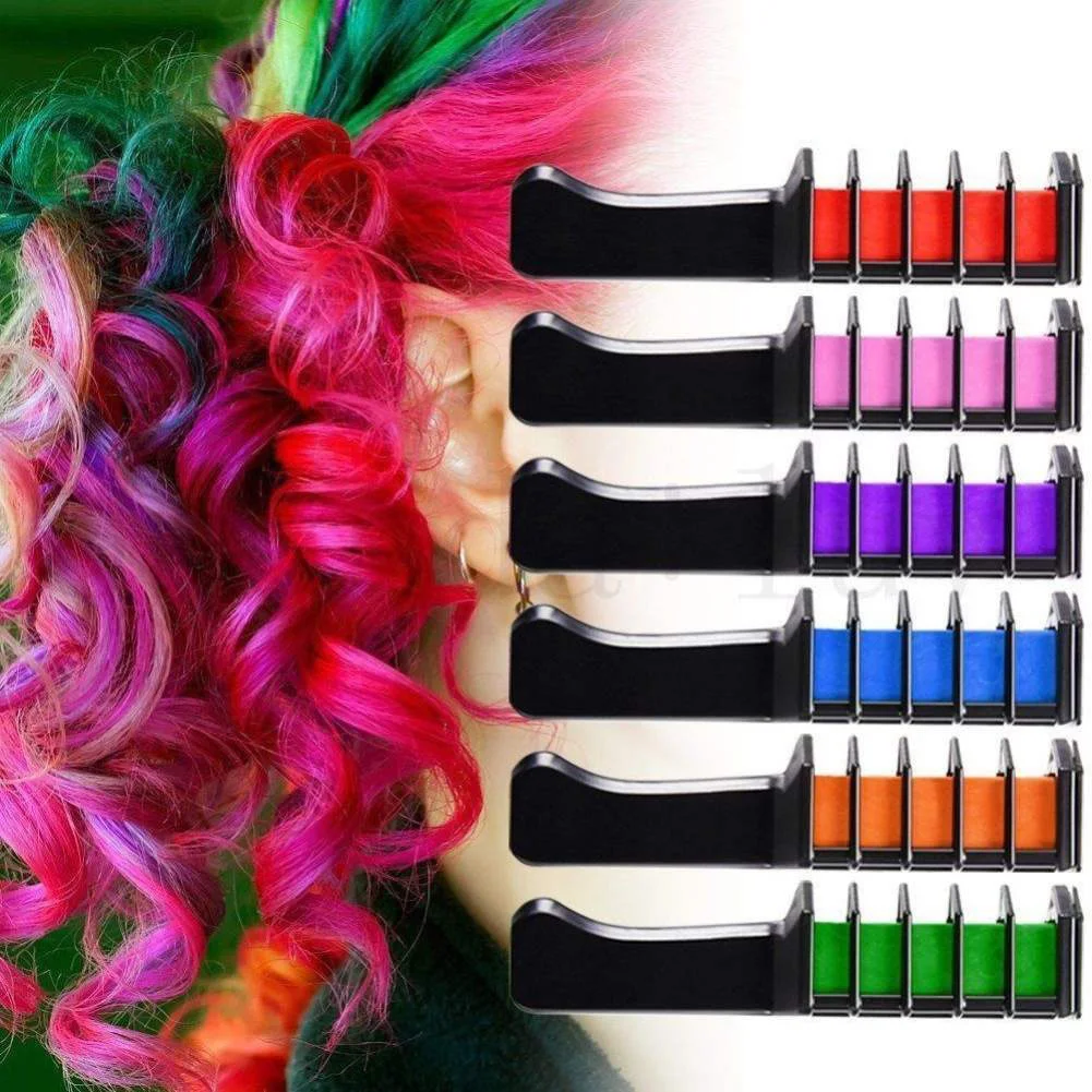 6 Colors Disposable Hair Color Comb Kits Temporary Hair Dyeing for Party Makeup Hairstyle Salon DIY Hair Styling Tool
6 Colors Disposable Hair Color Comb Kits Temporary Hair Dyeing for Party Makeup Hairstyle Salon DIY Hair Styling Tool