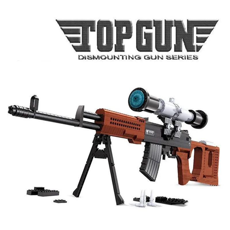 712Pcs Military Army Weapon Snayperskaya Vinyovka Dragunov Building Blocks Classic SVD Sniper Gun Educational Toys for Children 
712Pcs Military Army Weapon Snayperskaya Vinyovka Dragunov Building Blocks Classic SVD Sniper Gun Educational Toys for Children