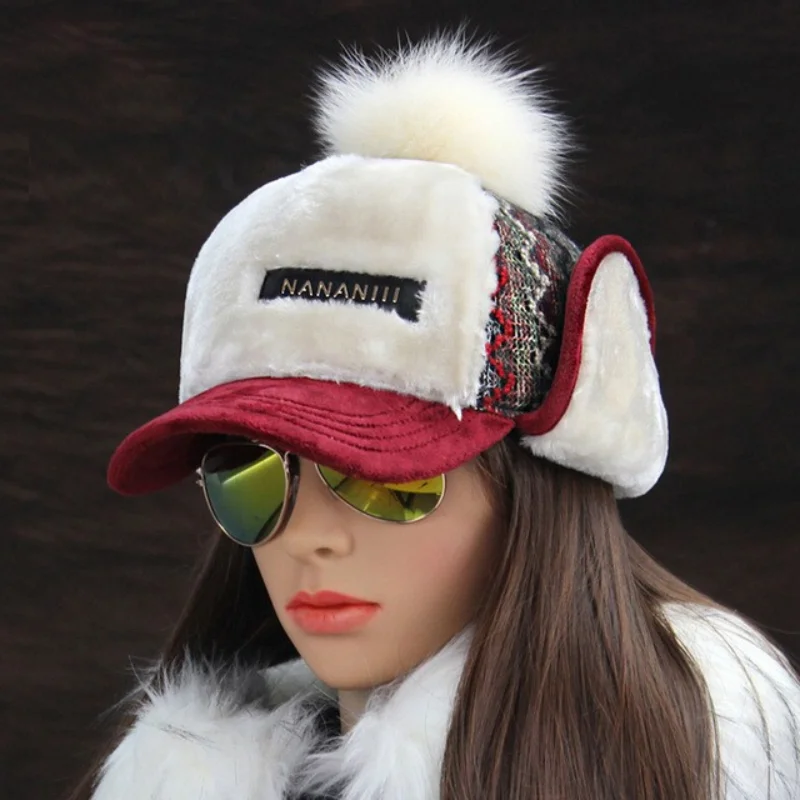 Winter Faux Cashmere Bomber Hat Women Earflap Caps Faux Fur Pompom Snow Hats Adjustable
Winter Faux Cashmere Bomber Hat Women Earflap Caps Faux Fur Pompom Snow Hats Adjustable