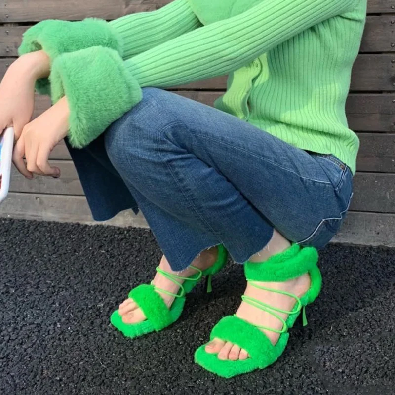 Womens Peep Toe Green Fur Cross-strap Stilettos High Heel Pumps Cut Out Sandals Shoes Furry New 2021
Womens Peep Toe Green Fur Cross-strap Stilettos High Heel Pumps Cut Out Sandals Shoes Furry New 2021