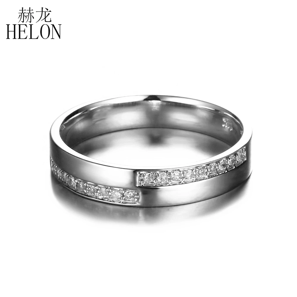 

HELON Solid 14K белое золото AU585 Pave 100% подлинные натуральные бриллианты обручальное кольцо для женщин уникальное модное ювелирное изделие