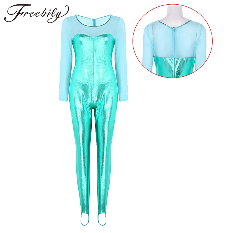 Women Shiny Metallic Scoop Neck Long Sleeve Ballet Dance Gymnastics Leotard Modern Catsuit Leotard Bodysuit Dance Costumes 
Women Shiny Metallic Scoop Neck Long Sleeve Ballet Dance Gymnastics Leotard Modern Catsuit Leotard Bodysuit Dance Costumes