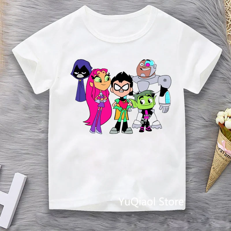 Harajuku Kawaii Cartoon Teen Titans Go T Shirt Children's T-Shirts Summer Kids White Short Sleeve Top Boys Clothes Funny Tshirt
Harajuku Kawaii Cartoon Teen Titans Go T Shirt Children's T-Shirts Summer Kids White Short Sleeve Top Boys Clothes Funny Tshirt