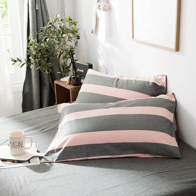two pieces pink and grey stripe cotton pillowcases high quality comfy winter printed pillow slip adult 400TC free shipping 
two pieces pink and grey stripe cotton pillowcases high quality comfy winter printed pillow slip adult 400TC free shipping