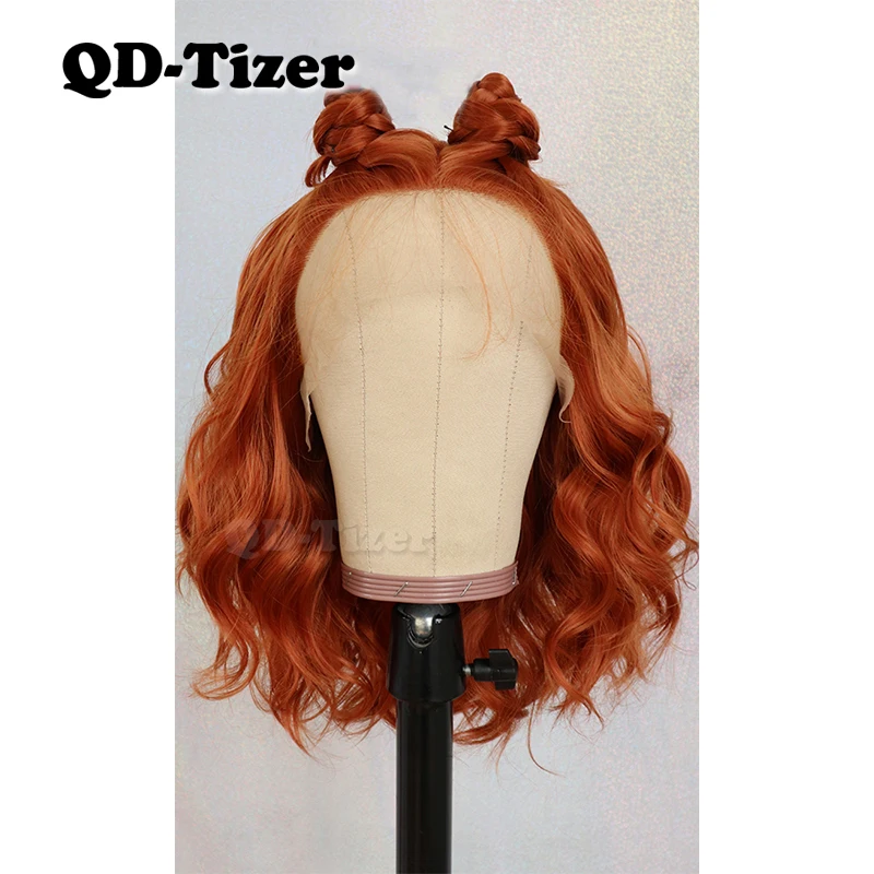 QD Tizer 13*4 короткие волнистые волосы оранжевый цвет свободная часть кружевные