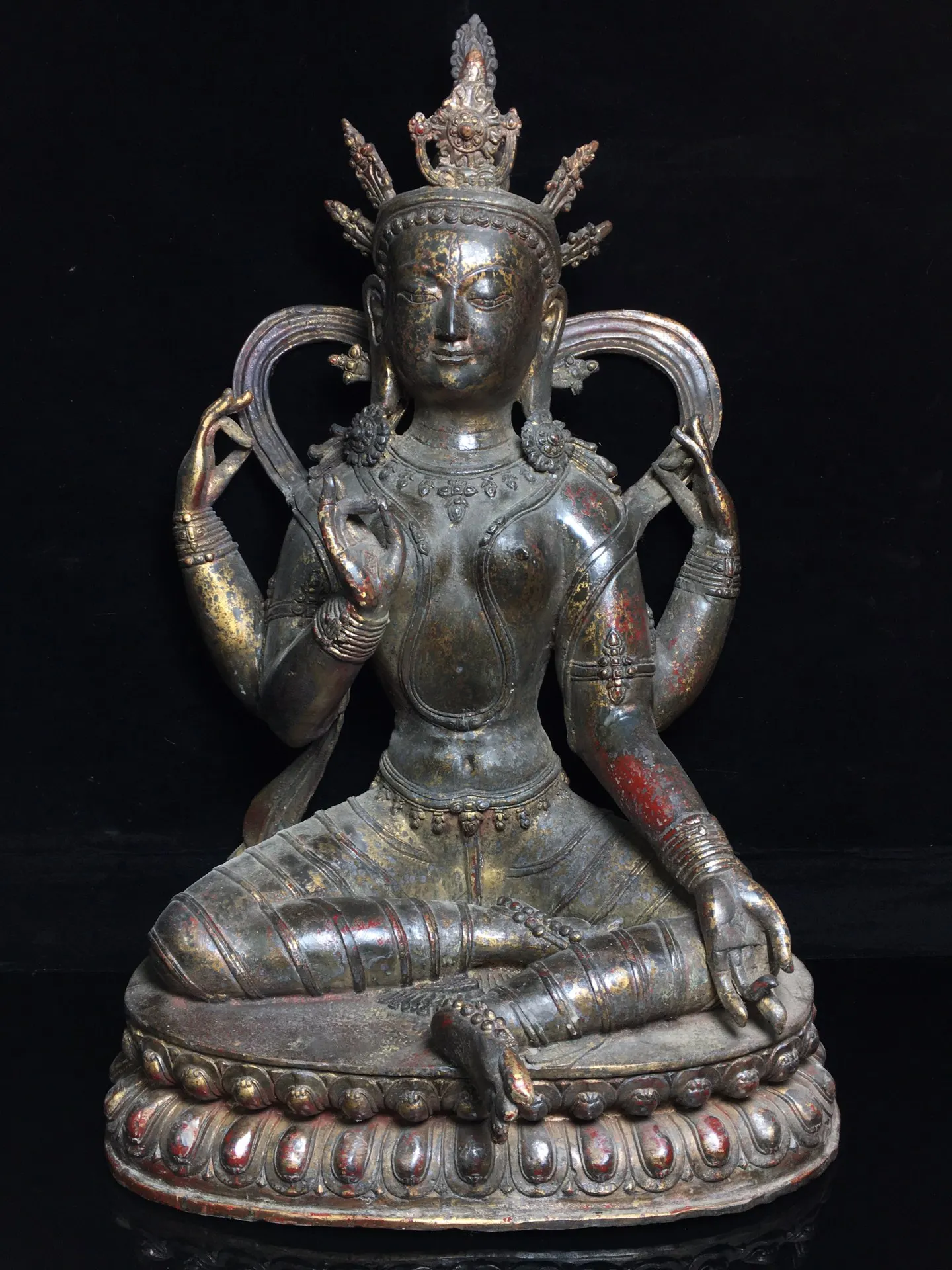 Home Decor 20" Tibet Buddhism Old Bronze Cinnabars Green Tara Buddha Guanyin Bodhisattva statue Avalokitesvara Enshrine
Home Decor 20" Tibet Buddhism Old Bronze Cinnabars Green Tara Buddha Guanyin Bodhisattva statue Avalokitesvara Enshrine