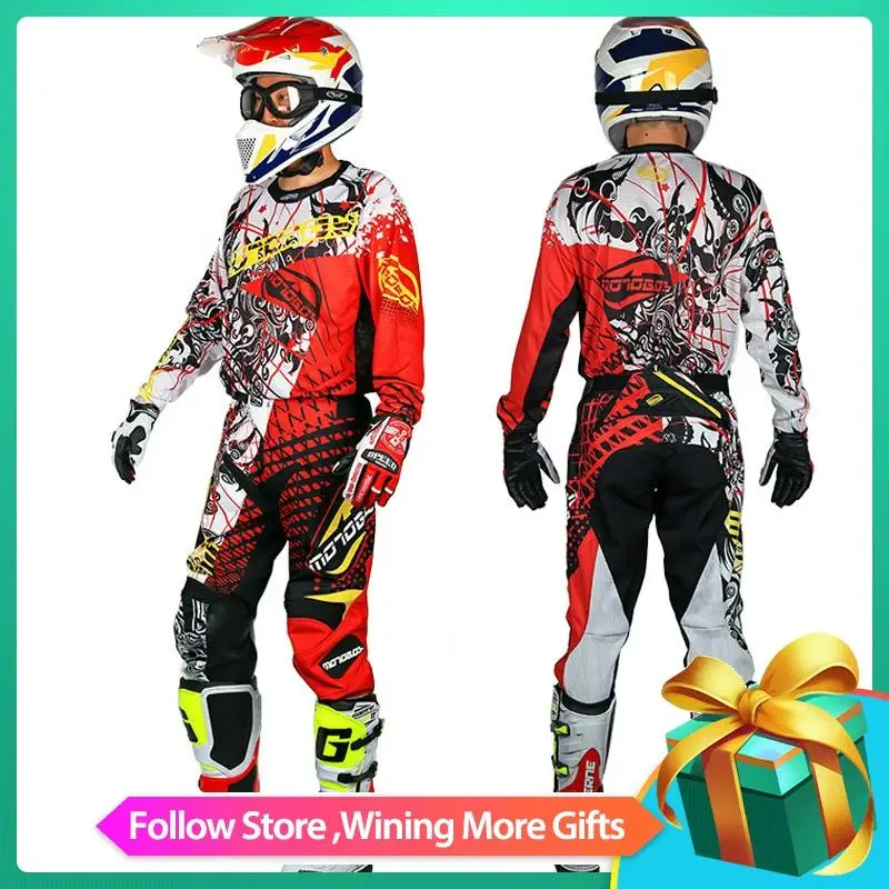 Motoboy Men's Professional Offroad Motocross Racing Polyester Sports Jersey Tshirt Pant Suit Set with Colored Printing Fast Dry
Motoboy Men's Professional Offroad Motocross Racing Polyester Sports Jersey Tshirt Pant Suit Set with Colored Printing Fast Dry