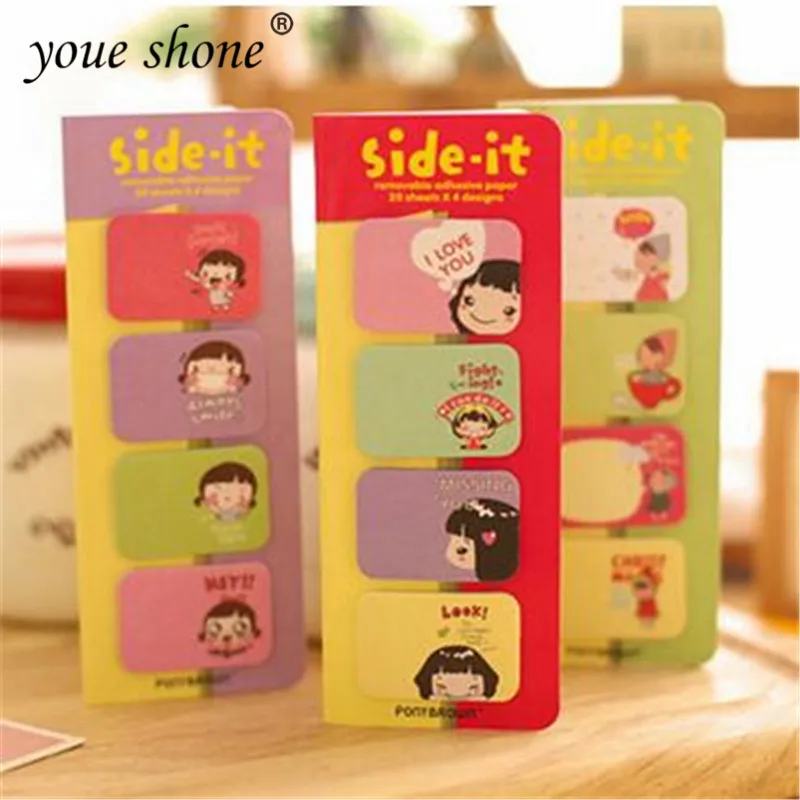 

1PCS Student Cute Self-adhesive Memo Pads Stationery Stickers Note Paper Bookmark Notebookand Journals Handy Sticker Youe Shone