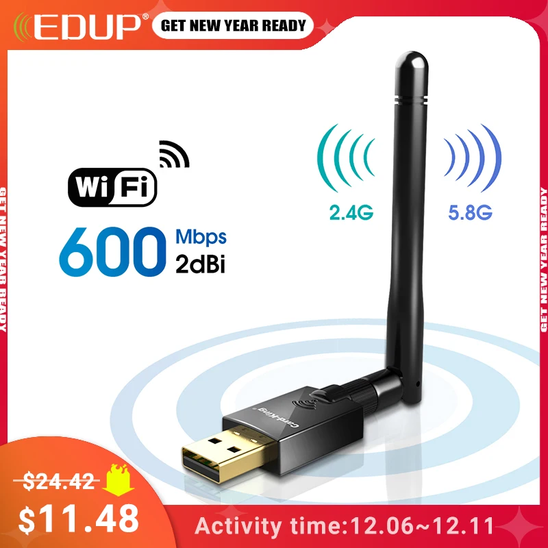 Wi-Fi-адаптер, 600 Мбит/с, двухдиапазонный, 2,4/5 ГГц, 802,11
Wi-Fi-адаптер, 600 Мбит/с, двухдиапазонный, 2,4/5 ГГц, 802,11