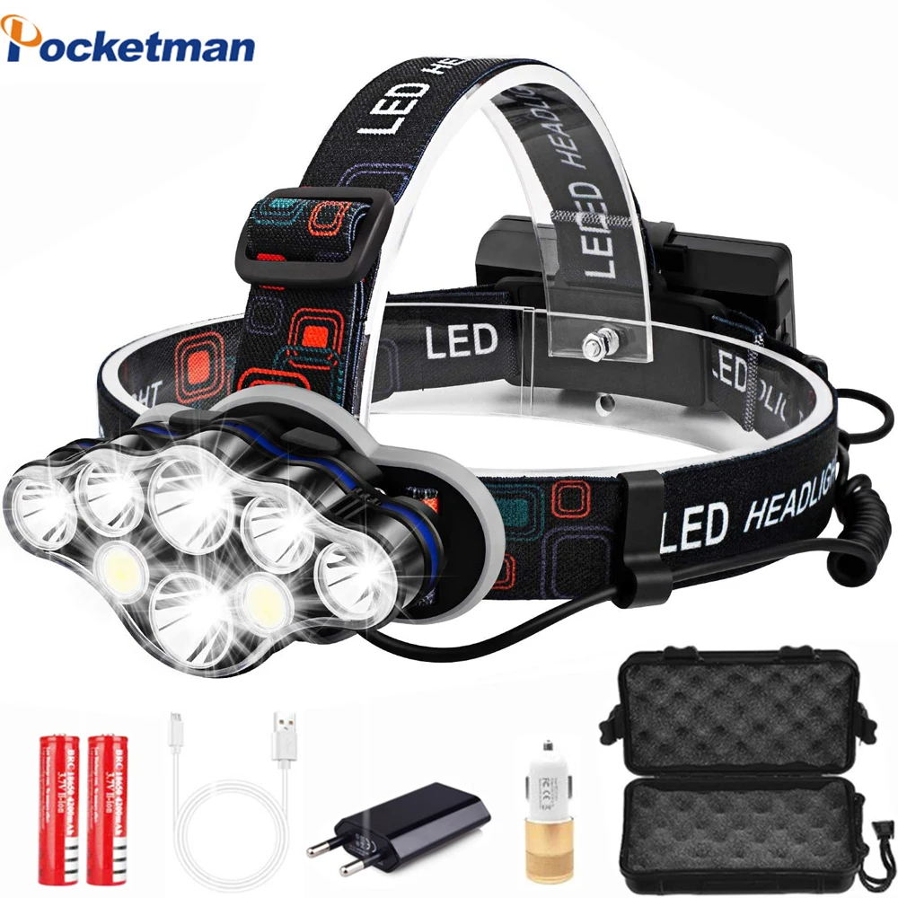 40000LM Powerful led headlamp USB Rechargeable Head Lamp 7LED Headlight 8 Modes Head flashlight Waterproof head torch
40000LM Powerful led headlamp USB Rechargeable Head Lamp 7LED Headlight 8 Modes Head flashlight Waterproof head torch
