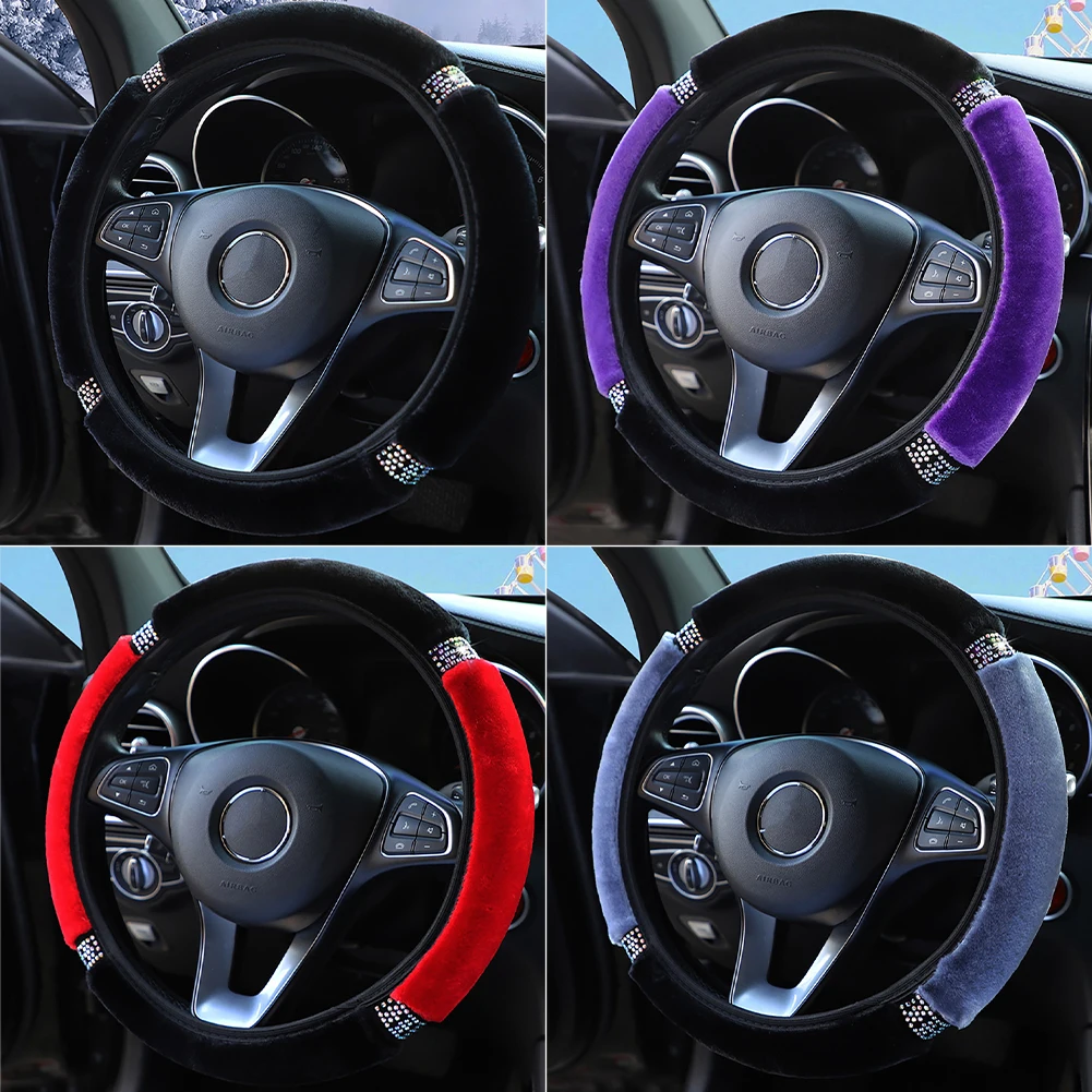 15" Car Steering Wheel Cover Winter Warm Fleece Cover Bling Rhinestones Auto Decoration Interior Accessories for Women
15" Car Steering Wheel Cover Winter Warm Fleece Cover Bling Rhinestones Auto Decoration Interior Accessories for Women